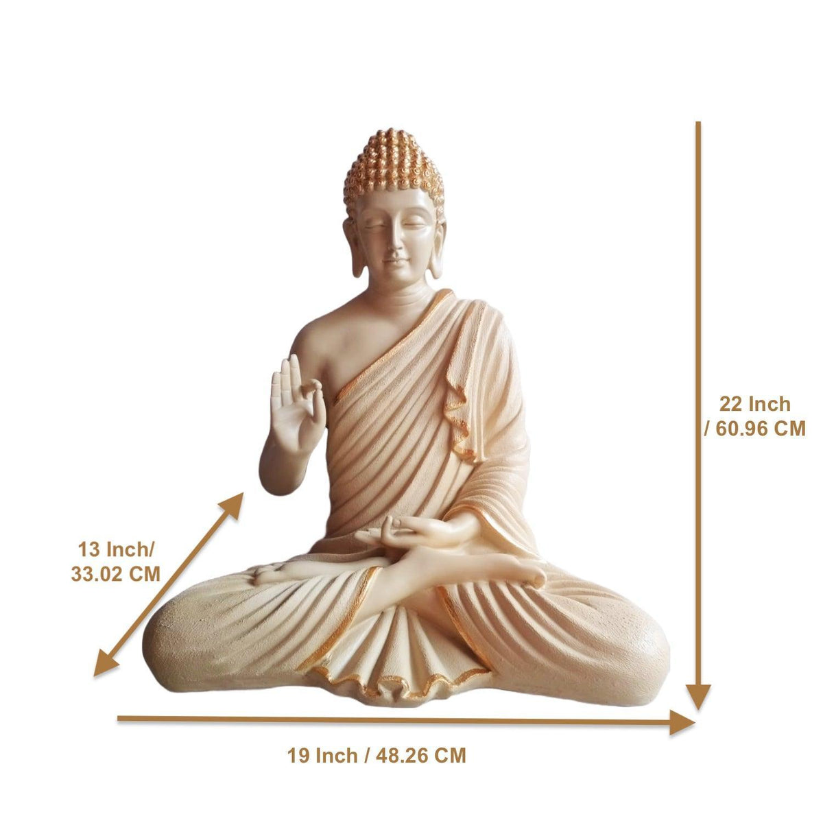 Big Size Meditating Buddha Idol Statue Showpiece for Home Garden Living Room Decoration Gifting Items, 22 inches Height - ALiLA