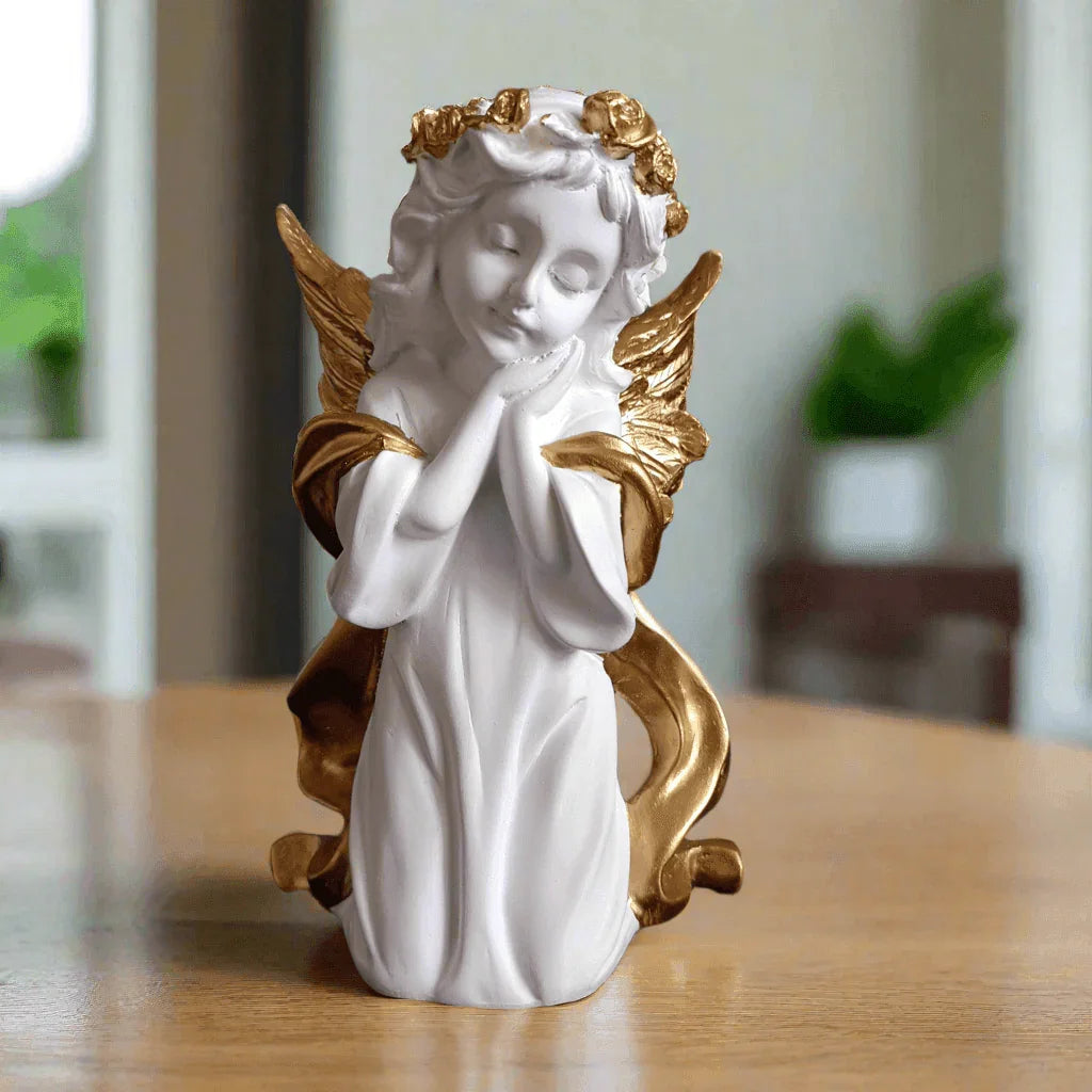 ALiLa White Fairy Angel with Wings Figurine Statue for Home Living Room Garden Shelf Mantel Decor Decoration Gifting Item, 8 Inches - ALiLA
