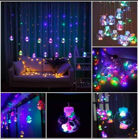 ALiLa Glass Ball Led Net Mesh Fairy String Curtain Light for Diwali Home Garden Tree Decoration, MultiColor - ALiLA