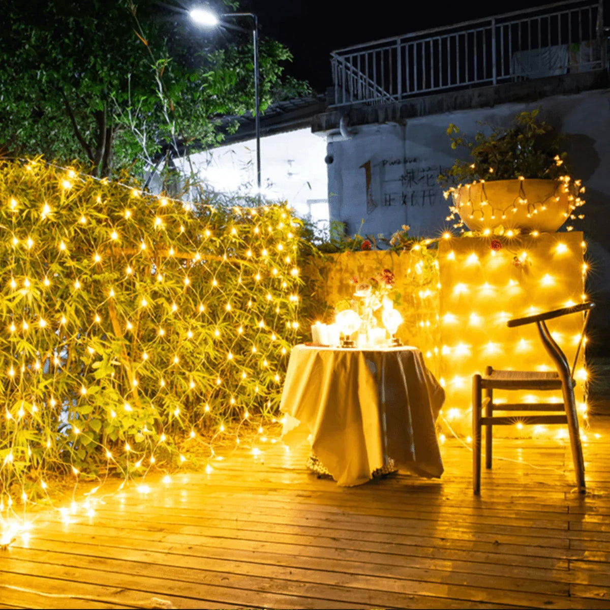 ALiLa 300 LED Net Mesh Fairy String Light Still Effect Lighting 8x6 Foot for Diwali Decoration Backdrop Garden Tree Waterproof (WhiteWarm) - ALiLA