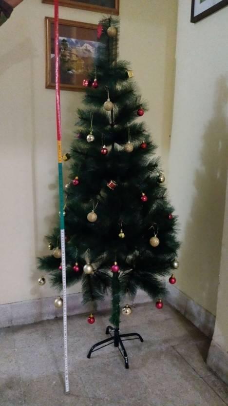8 Feet Artificial Christmas Pine Tree with 150 Decorations and LED String Lights Perfect for Home & Office - ALiLA