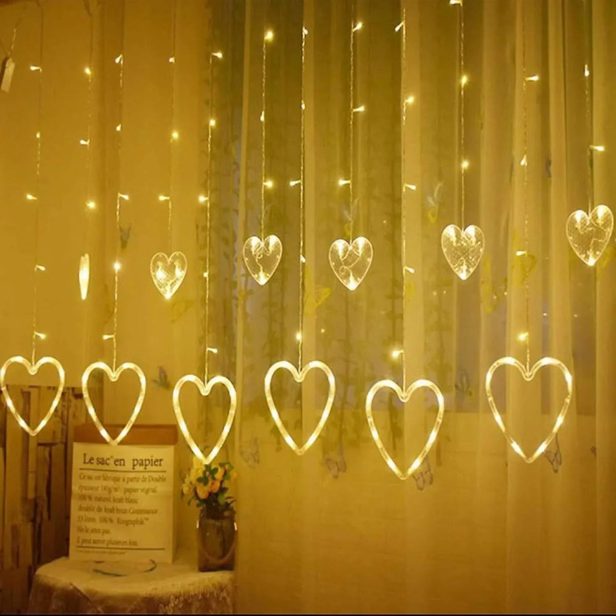 ALiLa Heart Led Net Mesh Fairy String Curtain Light for Diwali Home Garden Tree Decoration, Warmwhite - ALiLA