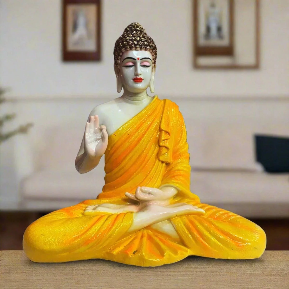 ALiLa Ashirwad Buddha Statue Idol for Home Living Room Decor & Gifting item, 14 Inches Height - ALiLA