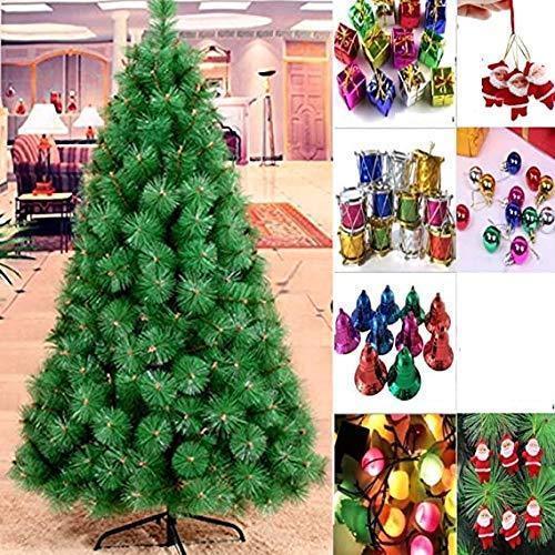 8 Feet Artificial Christmas Pine Tree with 150 Decorations and LED String Lights Perfect for Home & Office - ALiLA