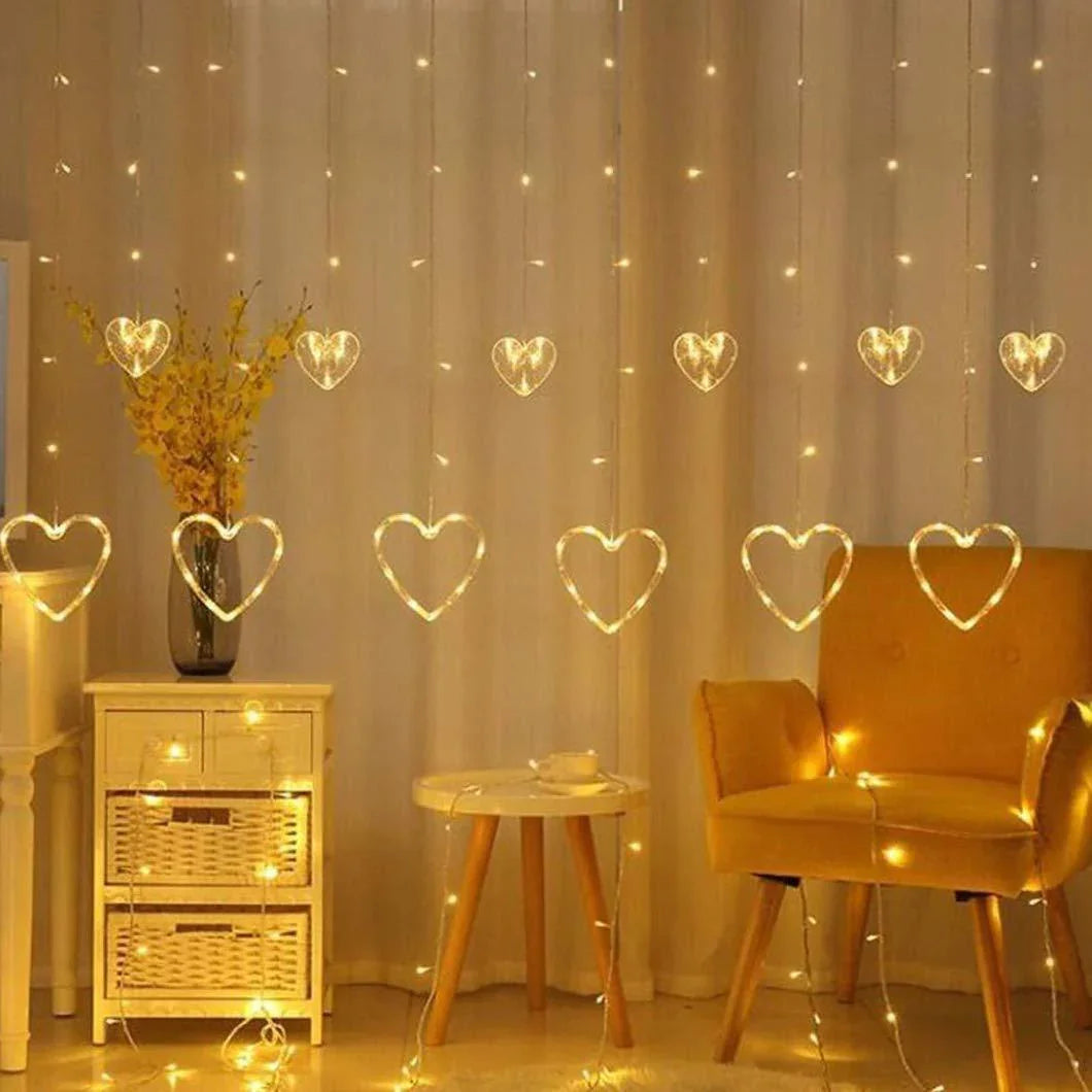ALiLa Heart Led Net Mesh Fairy String Curtain Light for Diwali Home Garden Tree Decoration, Warmwhite - ALiLA