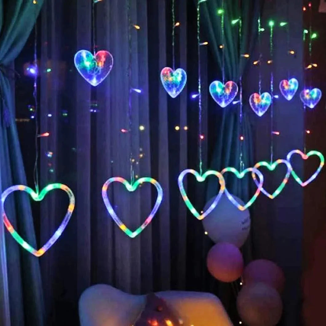ALiLa Heart Led Net Mesh Fairy String Curtain Light for Diwali Home Garden Tree Decoration, MultiColor - ALiLA