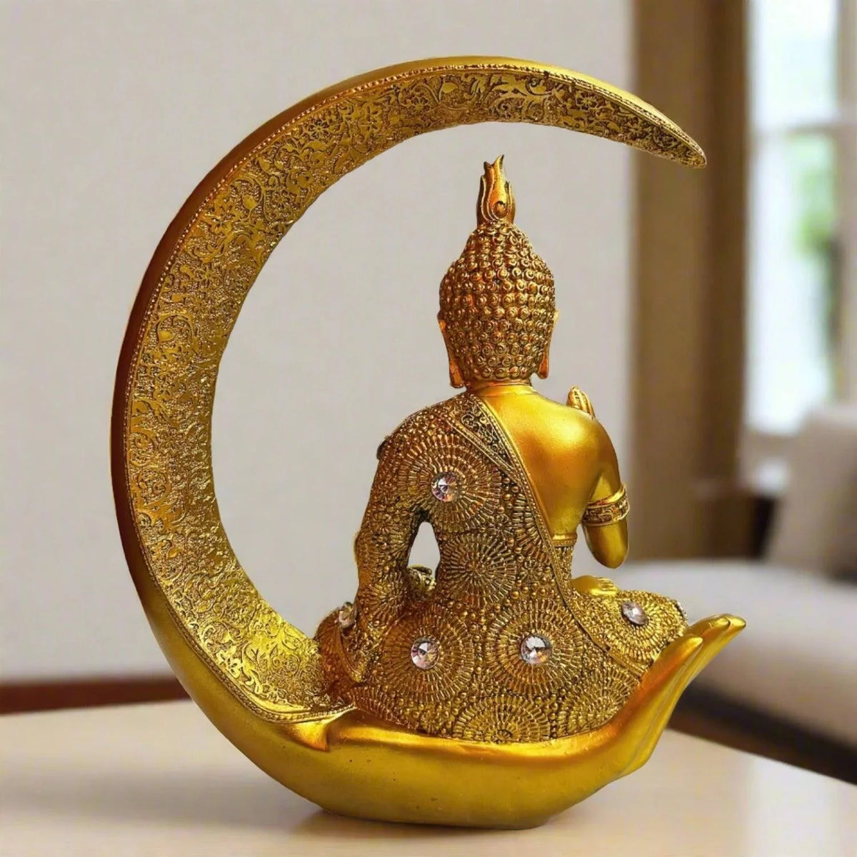 ALiLa Golden Meditating Buddha Vastu Showpiece Statue Idol for Home Living Room or Office Decor or Gifting, 9 Inches - ALiLA