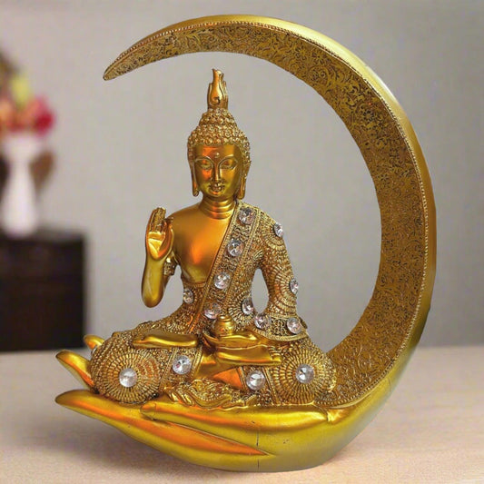 ALiLa Golden Meditating Buddha Vastu Showpiece Statue Idol for Home Living Room or Office Decor or Gifting, 9 Inches - ALiLA