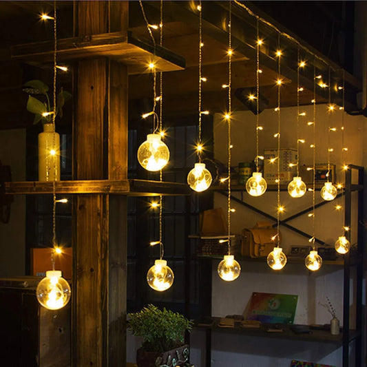 ALiLa Glass Ball Led Net Mesh Fairy String Curtain Light for Diwali Home Garden Tree Decoration, WarmWhite - ALiLA