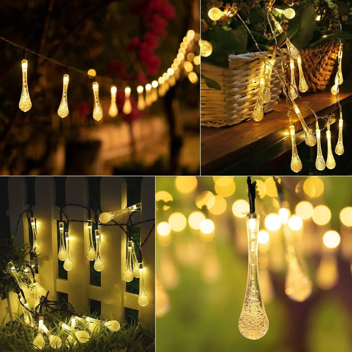 ALiLa Waterdrop Led String Lights for Home Lawn Garden Indoor Outdoor Decoration, 3.5Meter - ALiLA