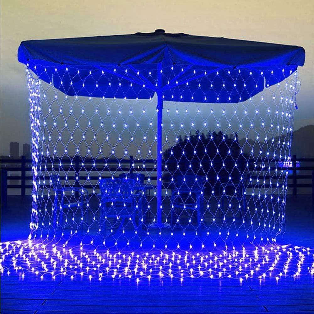 ALiLa 300 LED Net Mesh Fairy String Light Still Effect Lighting 8x6 Foot for Diwali Decoration Backdrop Garden Tree Waterproof (Blue) - ALiLA