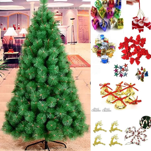 5 Feet Artificial Christmas Pine Tree with 100 Decorations and LED String Lights Perfect for Home & Office - ALiLA