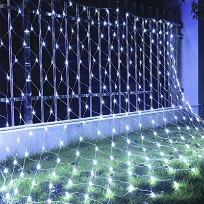 ALiLa 300 LED Net Mesh Fairy String Light Still Effect Lighting 8x6 Foot for Diwali Decoration Backdrop Garden Tree Waterproof (White) - ALiLA