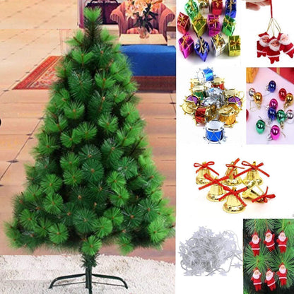 6 Feet Artificial Christmas Pine Tree with 150 Decorations and LED String Lights Perfect for Home & Office - ALiLA