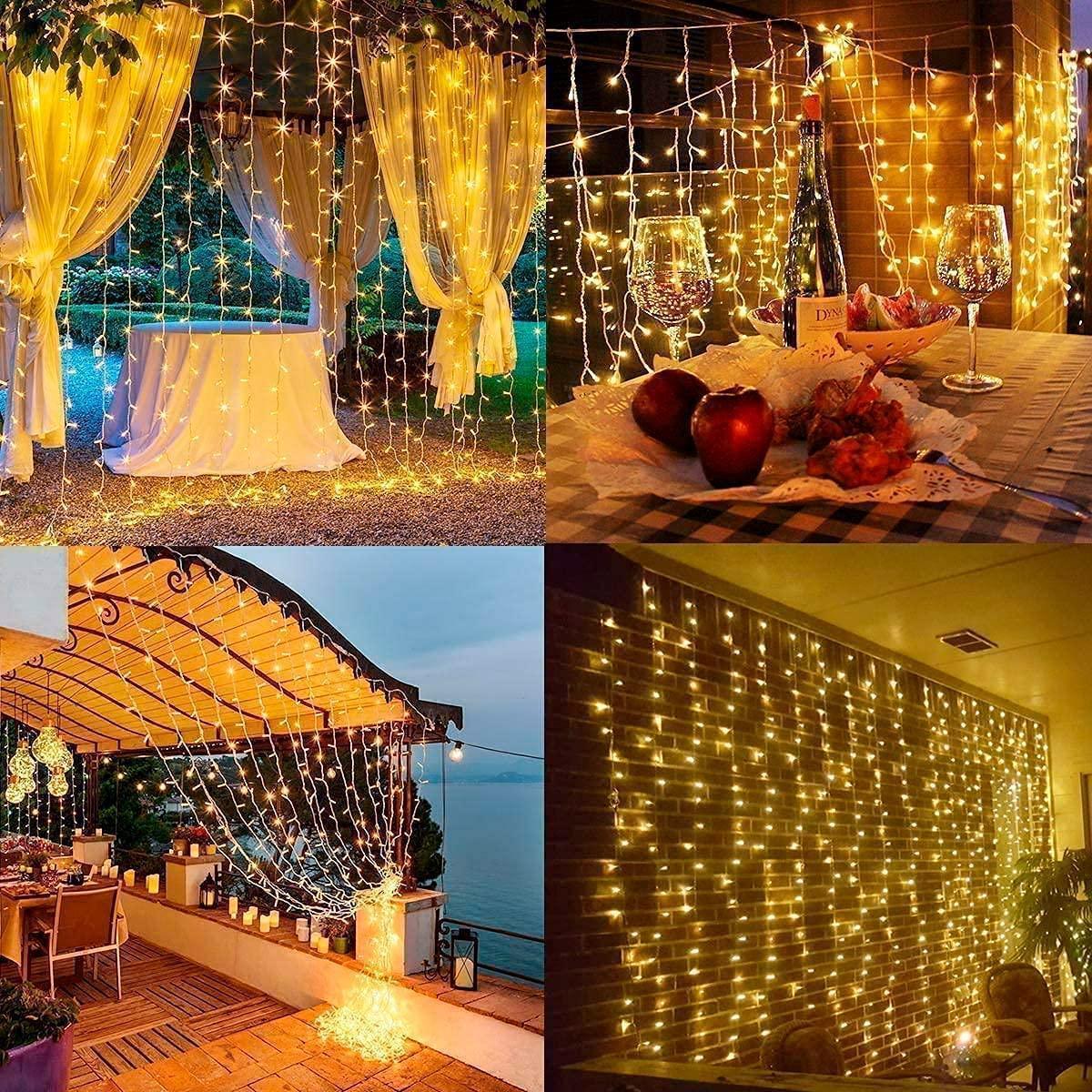 ALiLa LED Net Mesh Jaal Waterfall Curtain light for Window Home Diwali Decoration, 6x8 Feet, WarmWhite - ALiLA