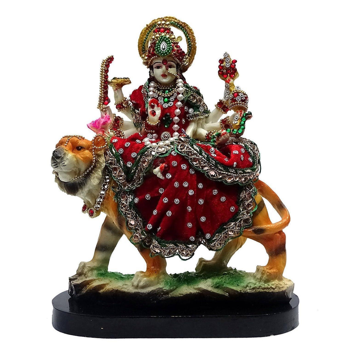 ALiLa Marble & Polyresin Maa Durga MATA Rani Murti Idol Statue Sculpture (10") Multicolour - ALiLA