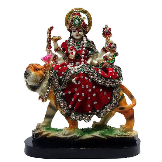 ALiLa Marble & Polyresin Maa Durga MATA Rani Murti Idol Statue Sculpture (10") Multicolour - ALiLA
