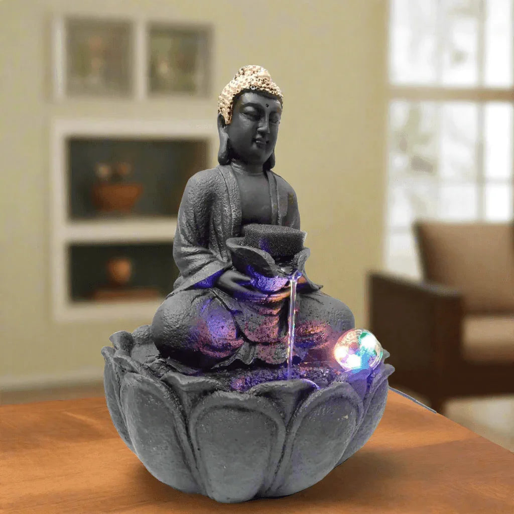 ALiLa Kamal Buddha Waterfall Fountain with LED for Home, Living Room, Office table, Balcony, Garden & Lawn decoration & Gifting item - ALiLA