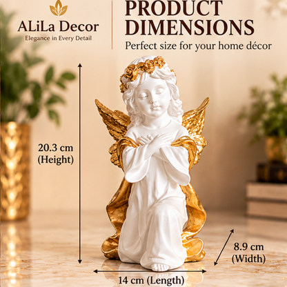 Statue ALiLA White Fairy Angels Figurine Statues for Home Living Room Garden Shelf Mantel Decor Decoration Gifting Item, Set of 5 Statue