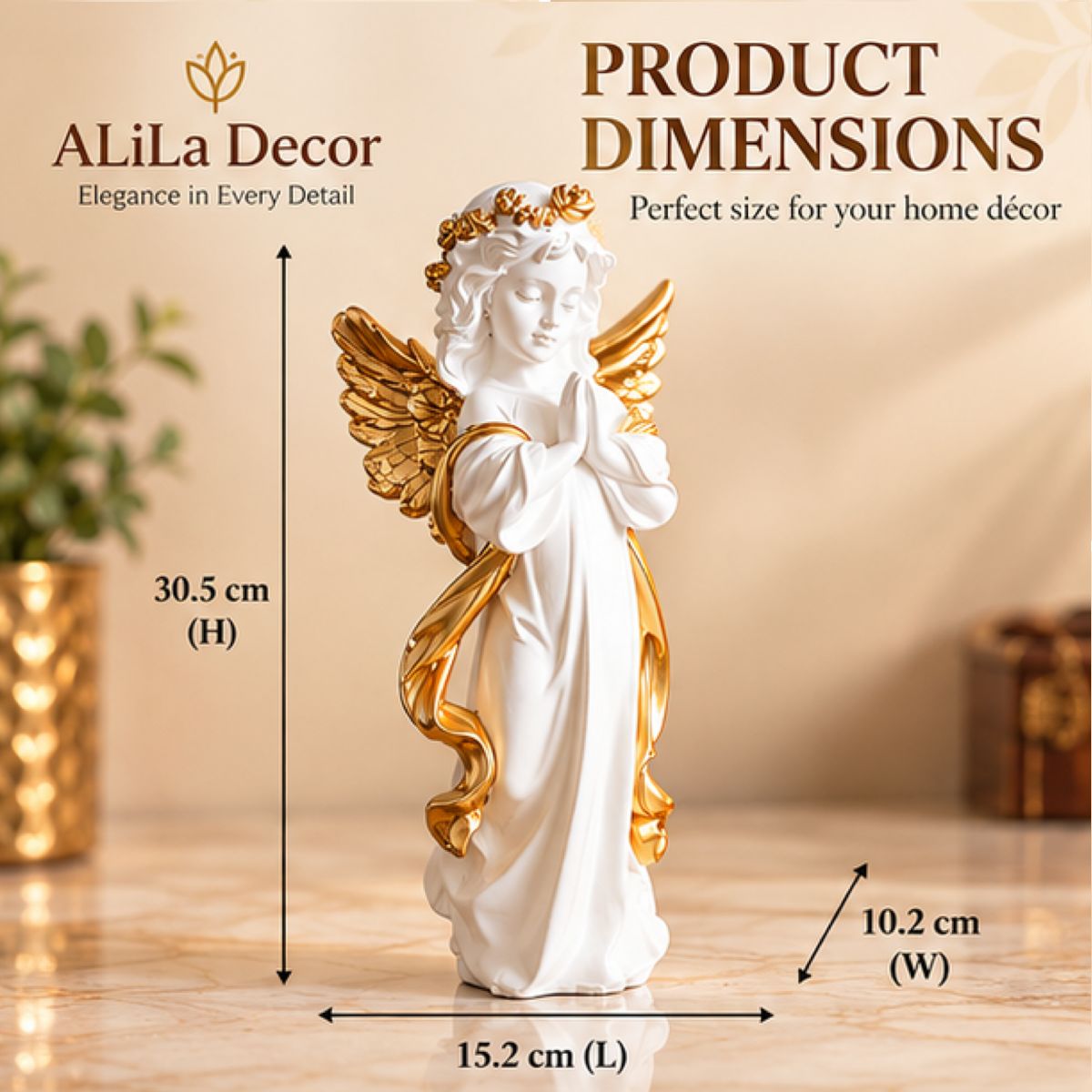Statue ALiLA White Fairy Angels Figurine Statues for Home Living Room Garden Shelf Mantel Decor Decoration Gifting Item, Set of 5 Statue