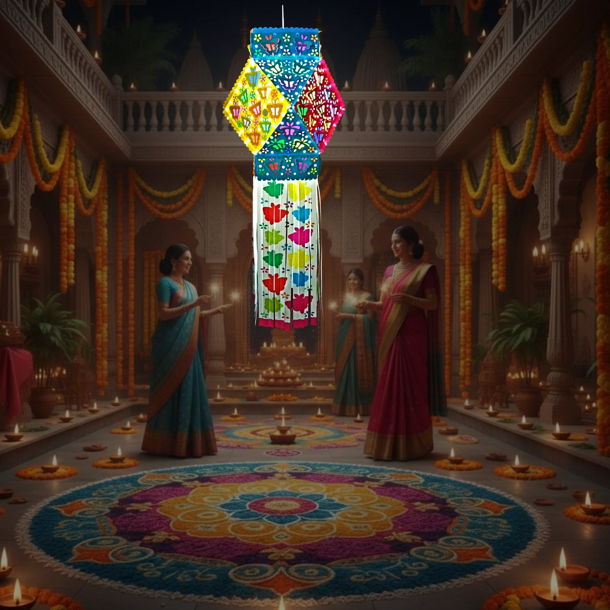 Lantern ALiLA ALiLa Lotus Lanterns Akash Kandil For Diwali Balcony, Hanging Lantern For Home Living Room Festive Decor Decoration Lanterns Lantern