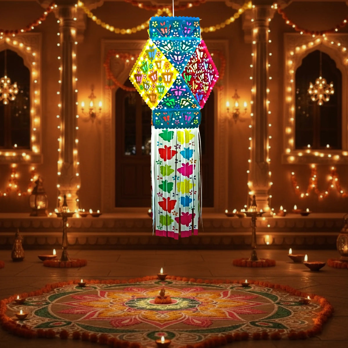 Lantern ALiLA ALiLa Lotus Lanterns Akash Kandil For Diwali Balcony, Hanging Lantern For Home Living Room Festive Decor Decoration Lanterns Lantern
