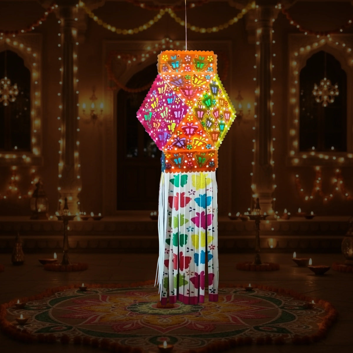 Lantern ALiLA ALiLa Lotus Lanterns Akash Kandil For Diwali Balcony, Hanging Lantern For Home Living Room Festive Decor Decoration Lanterns Lantern