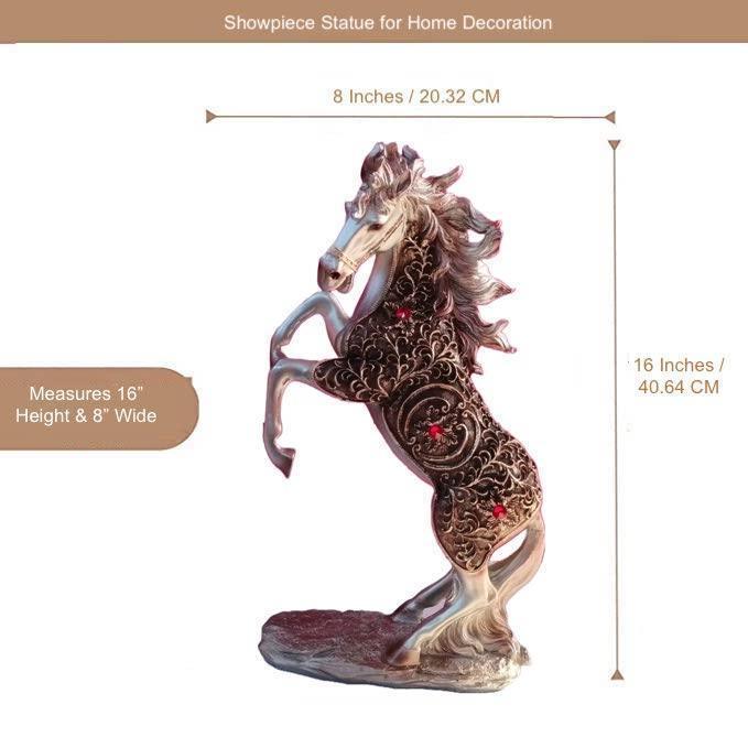 ALiLa Big Horse Statue Good Luck Vastu Showpiece Idol for Gifting & Home Office Table Desk Decoration, 16 Inches Height - ALiLA