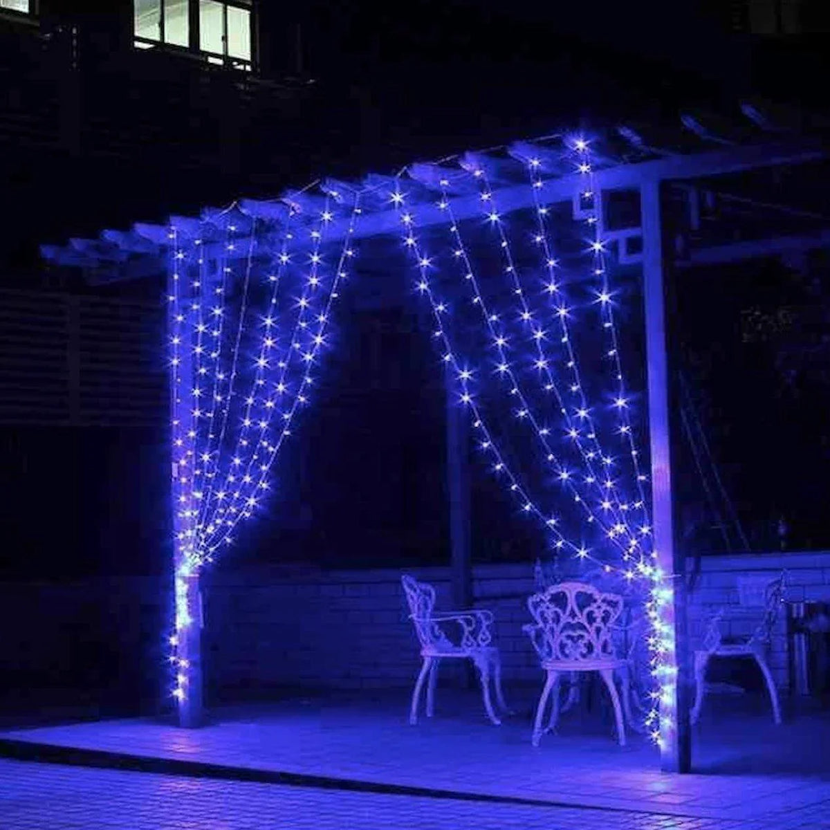 ALiLa LED Net Mesh Jaal Waterfall Curtain light for Window Home Diwali Decoration, 6x8 Feet, Blue - ALiLA
