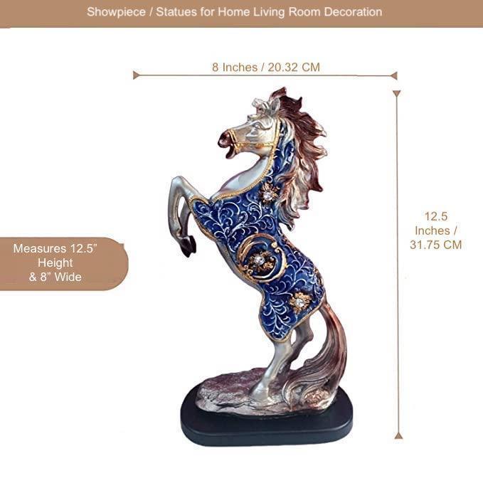 ALiLa Jumping Horse Antique Designer Exclusive Vastu Showpiece Idol Statue for Gifting & Home Living Room Table Decoration, Set of 2, 13inches - ALiLA