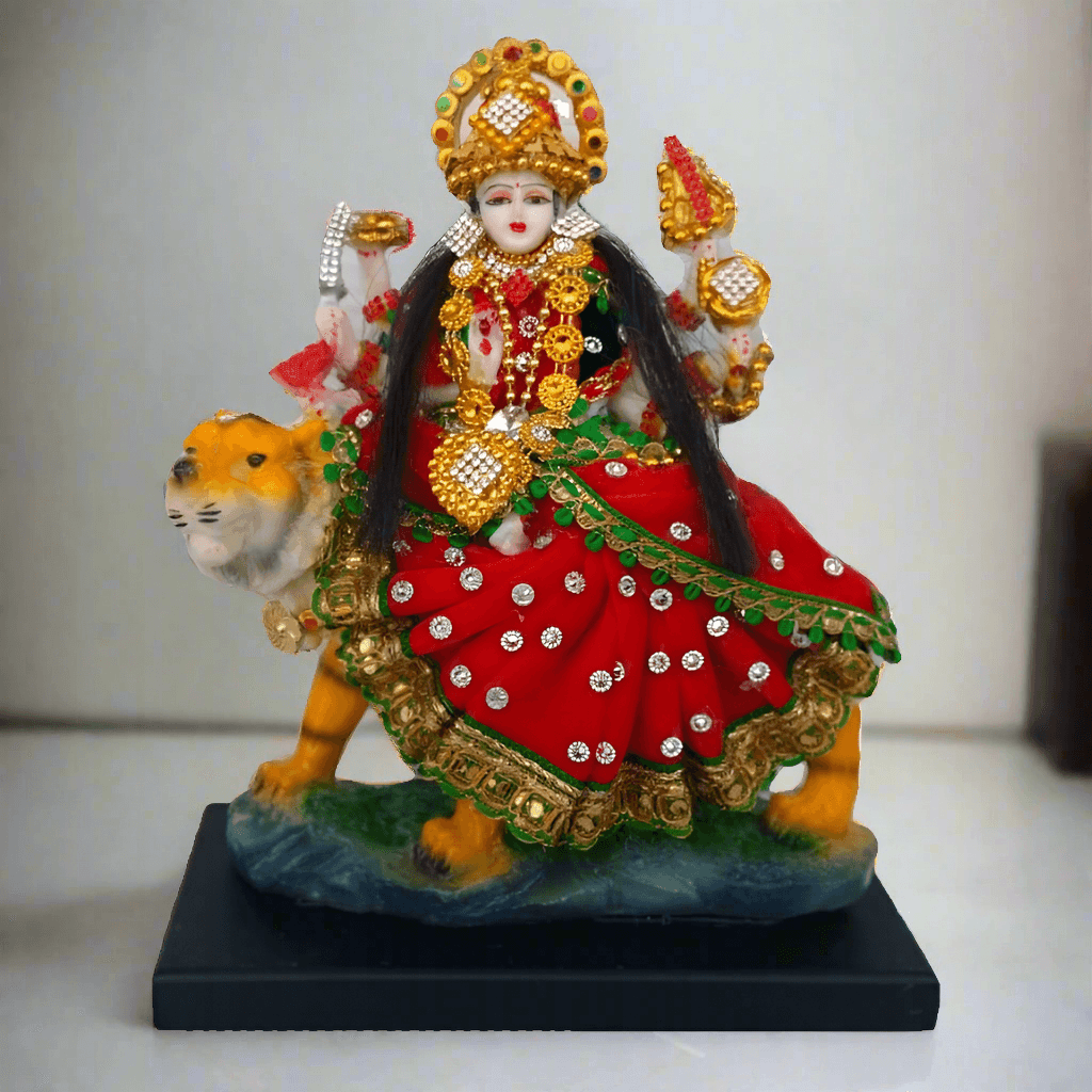 ALiLa Marble & Polyresin Maa Durga MATA Rani Murti Idol Statue Sculpture (10") Multicolour - ALiLA