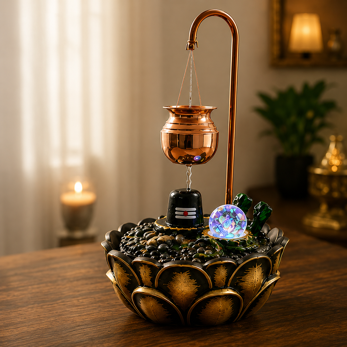 Water Fountain ALiLA ALiLa Lord Shiva Shivling Waterfall Fountain with LED | Pooja & Home Decor Water Fountain