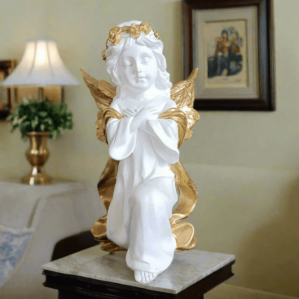 ALiLa White Fairy Angel with Wings Figurine Statue for Home Living Room Garden Shelf Mantel Decor Decoration Gifting Item, 8 Inches - ALiLA