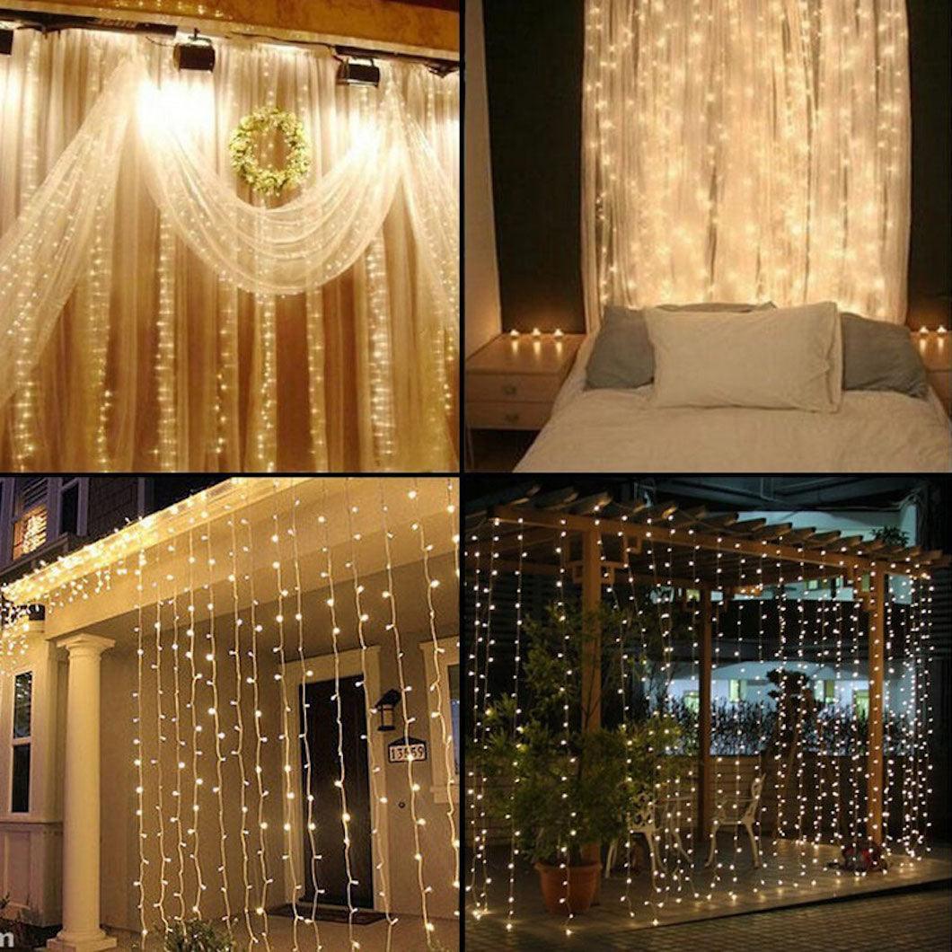 ALiLa LED Net Mesh Jaal Waterfall Curtain light for Window Home Diwali Decoration, 6x8 Feet, WarmWhite - ALiLA