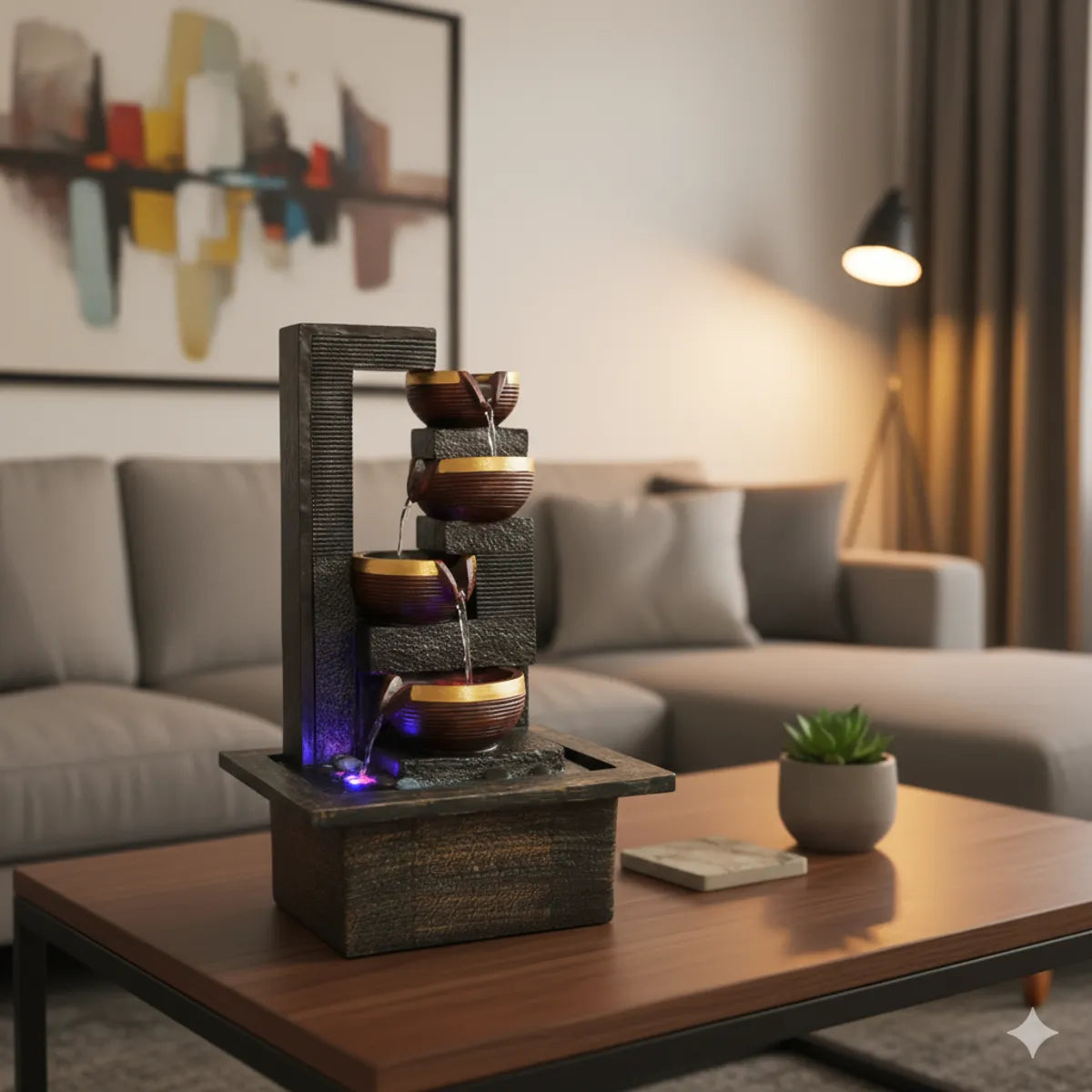 Water Fountain ALiLA ALiLa Diya Waterfall LED Fountain for Office, Table, Living Room, Lawn, Garden Decoration or Gifting item Water Fountain