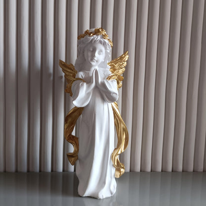ALiLa White Praying Angel Statue with Wings Figurine for Home Living Room Garden Shelf Mantel Decor Decoration Gifting Item, 12 Inches - ALiLA