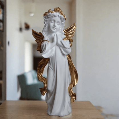 ALiLa Praying Angel Statue with Wings Figurine for Home Living Room Garden Shelf Mantel Decor Decoration Gifting Item, 12 Inches - ALiLA