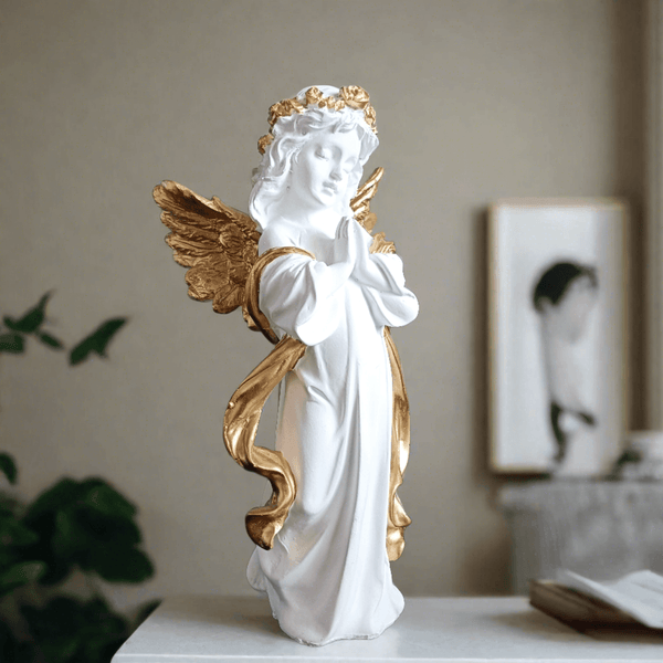 ALiLa Praying Angel Statue with Wings Figurine for Home Living Room Garden Shelf Mantel Decor Decoration Gifting Item, 12 Inches - ALiLA