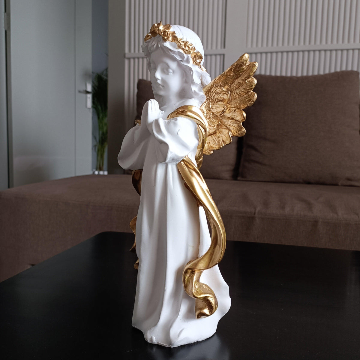 ALiLa Praying Angel Statue with Wings Figurine for Home Living Room Garden Shelf Mantel Decor Decoration Gifting Item, 12 Inches - ALiLA