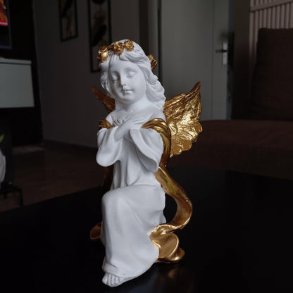 ALiLa White Fairy Angel with Wings Figurine Statue for Home Living Room Garden Shelf Mantel Decor Decoration Gifting Item, 8 Inches - ALiLA