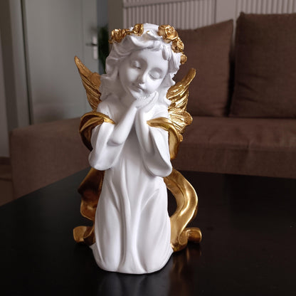ALiLa White Fairy Angel with Wings Figurine Statue for Home Living Room Garden Shelf Mantel Decor Decoration Gifting Item, 8 Inches - ALiLA