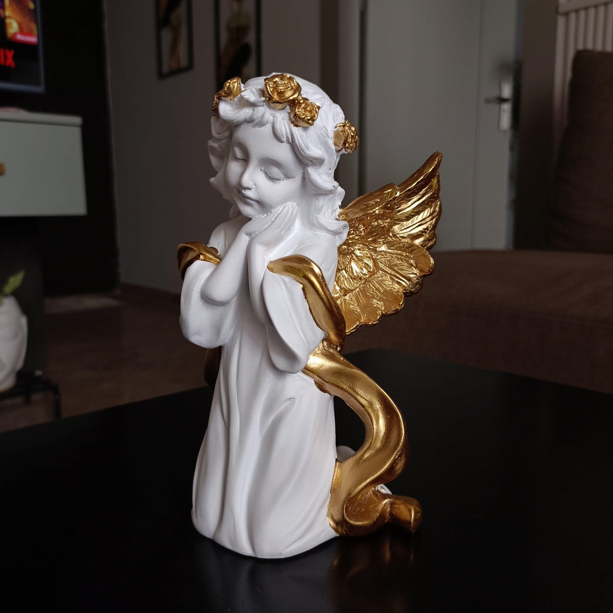 ALiLa White Fairy Angel with Wings Figurine Statue for Home Living Room Garden Shelf Mantel Decor Decoration Gifting Item, 8 Inches - ALiLA