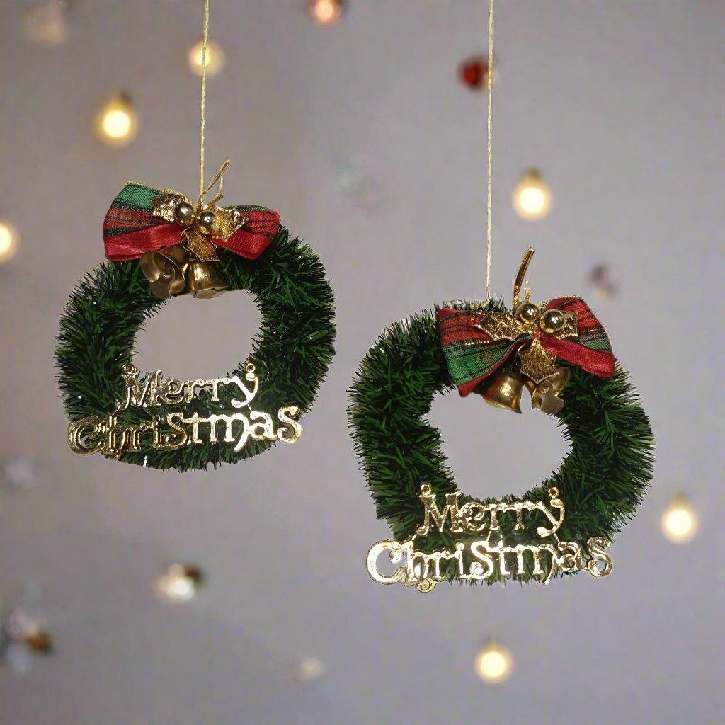 ALILA Christmas Xmas Pine Tree Mini Ornaments Or Home Deocration Reet 3.2 inches Diameter, Set of 2 - ALiLA