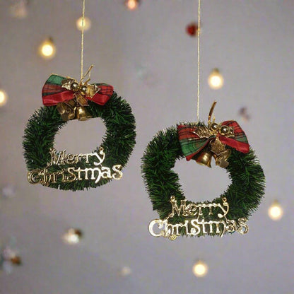 ALILA Christmas Xmas Pine Tree Mini Ornaments Or Home Deocration Reet 3.2 inches Diameter, Set of 2 - ALiLA