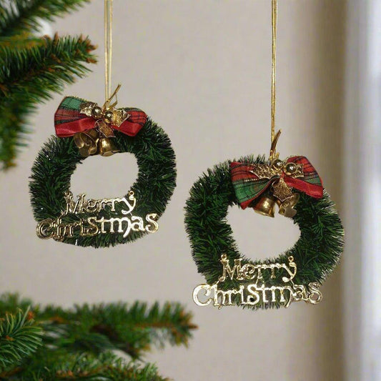 ALILA Christmas Xmas Pine Tree Mini Ornaments Or Home Deocration Reet 3.2 inches Diameter, Set of 2 - ALiLA