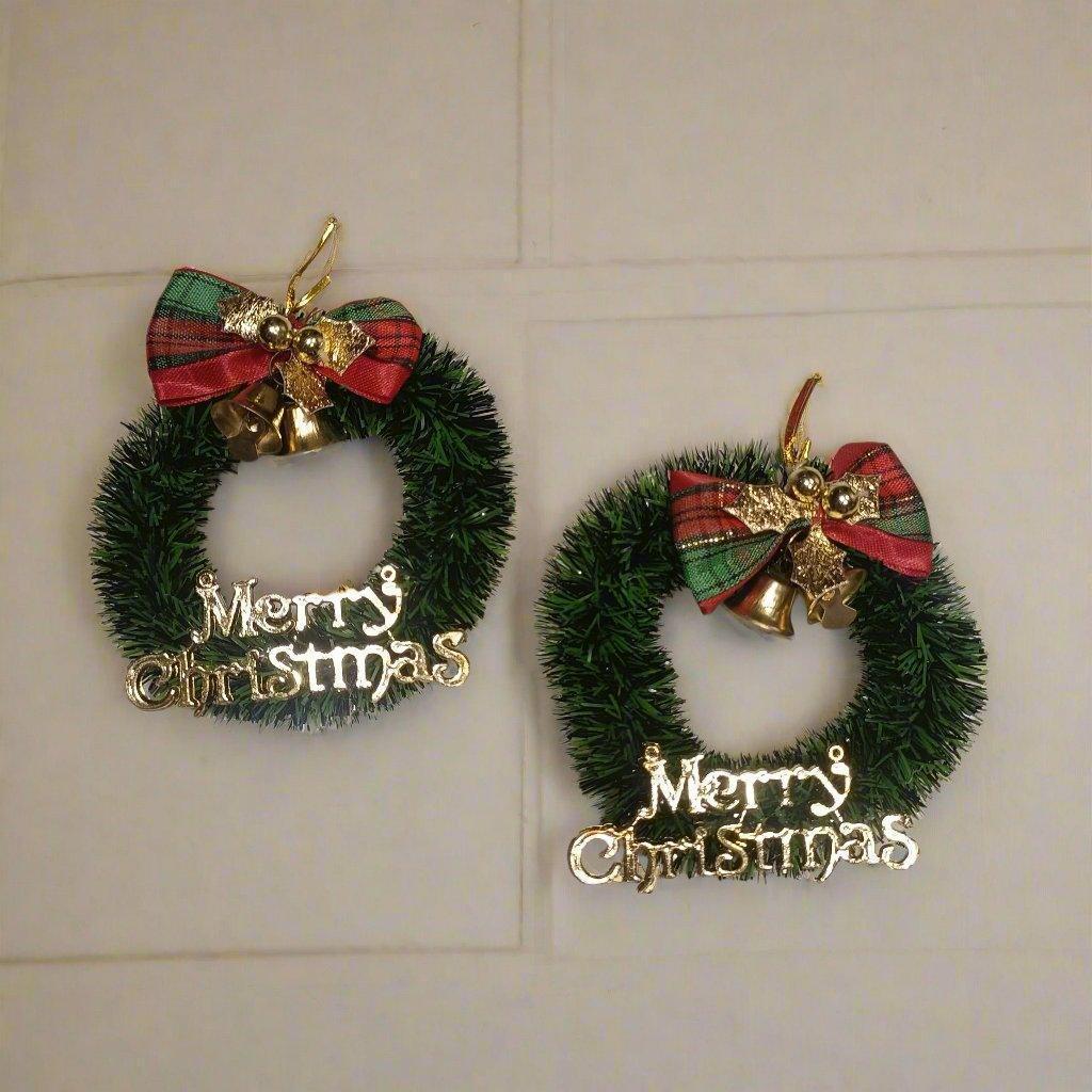 ALILA Christmas Xmas Pine Tree Mini Ornaments Or Home Deocration Reet 3.2 inches Diameter, Set of 2 - ALiLA