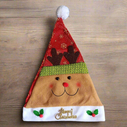 Santa Cap Christmas Cap Unisex Hat for Adult & Kids Comfortable Soft Free Size Santa Clause Xmas Decorations Tree Items Christmas Decor Santa Caps, Set of 1 - ALiLA