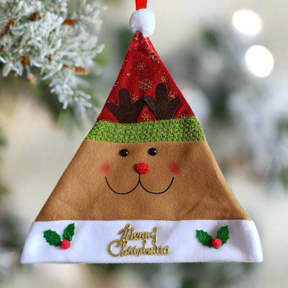 Santa Cap Christmas Cap Unisex Hat for Adult & Kids Comfortable Soft Free Size Santa Clause Xmas Decorations Tree Items Christmas Decor Santa Caps, Set of 1 - ALiLA