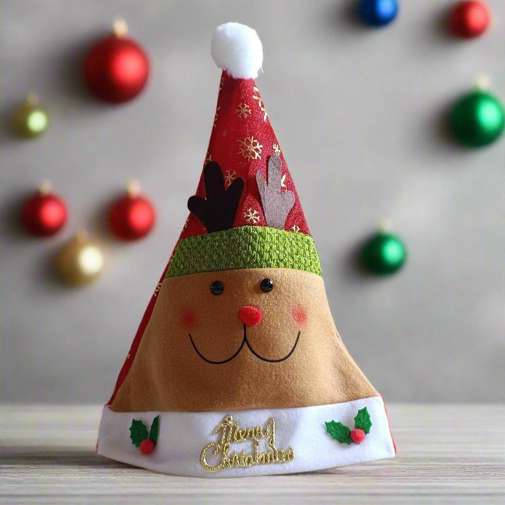 Santa Cap Christmas Cap Unisex Hat for Adult & Kids Comfortable Soft Free Size Santa Clause Xmas Decorations Tree Items Christmas Decor Santa Caps, Set of 1 - ALiLA