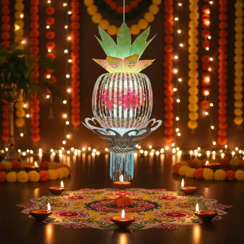 Lantern ALiLA ALiLa 3D Peacock Akash Kandil For Diwali Balcony, Hanging Lantern For Home Living Room Festive Decor Decoration Lanterns Lantern